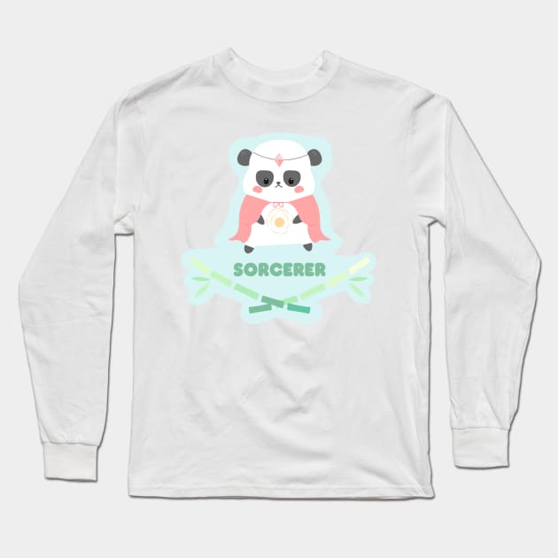 Sorcerer Kawaii Panda Long Sleeve T-Shirt by FlutesLoot